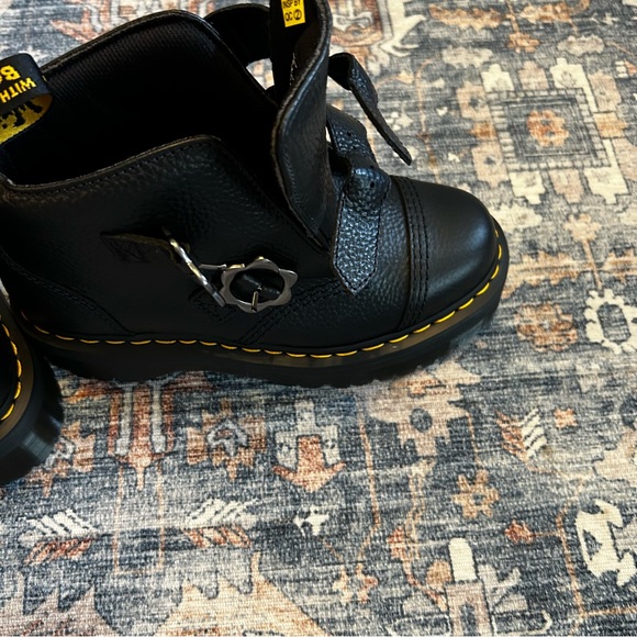 Dr. Martens Devon Flower Buckle Leather Platform Boots - Picture 8 of 10